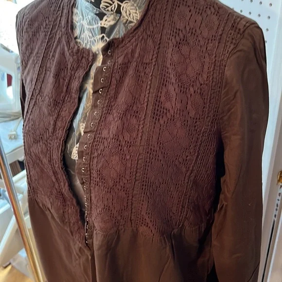 Caribbean Joe size large brown long sleeve top 100% cotton NWOT - Picture 5 of 10
